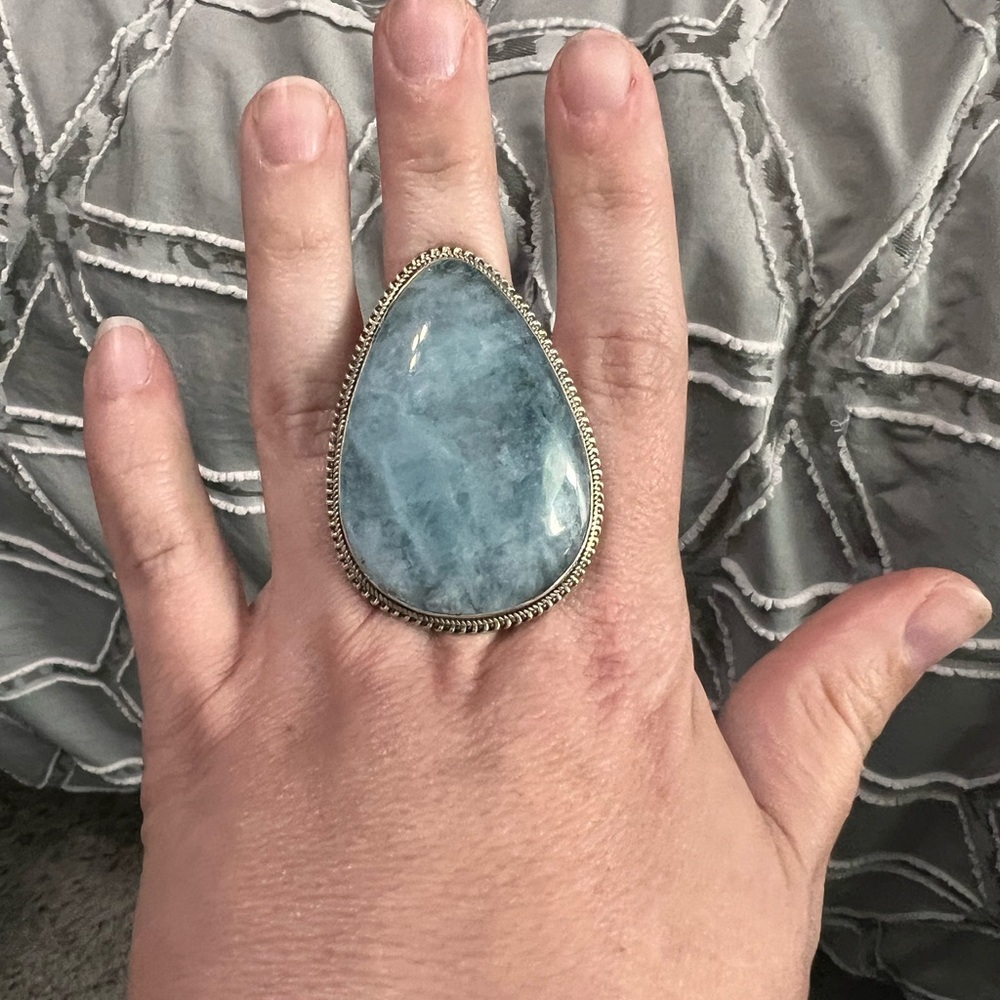 Sterling Silver Chalcedony Statement Ring - image 2